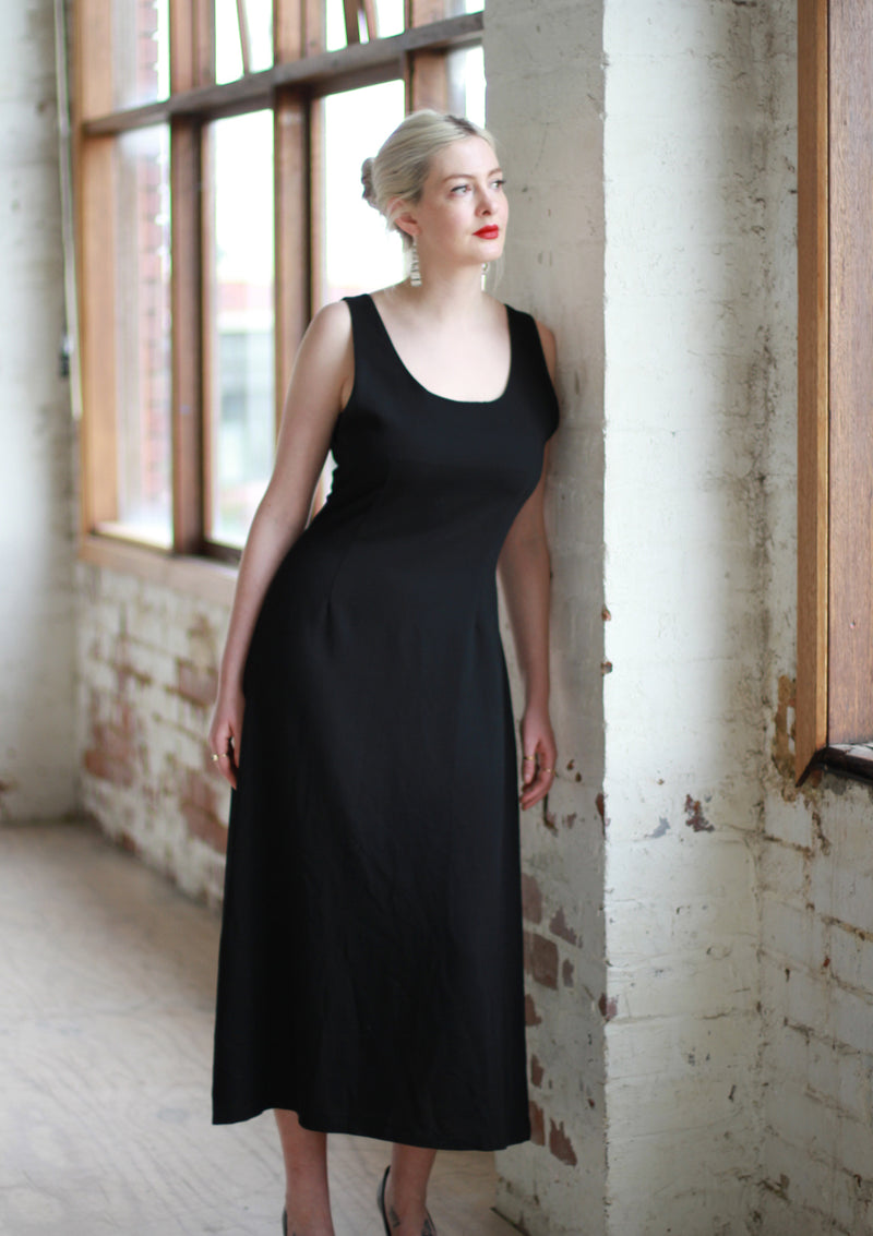 Vintage Black Tank Maxi Dress / Made in ...